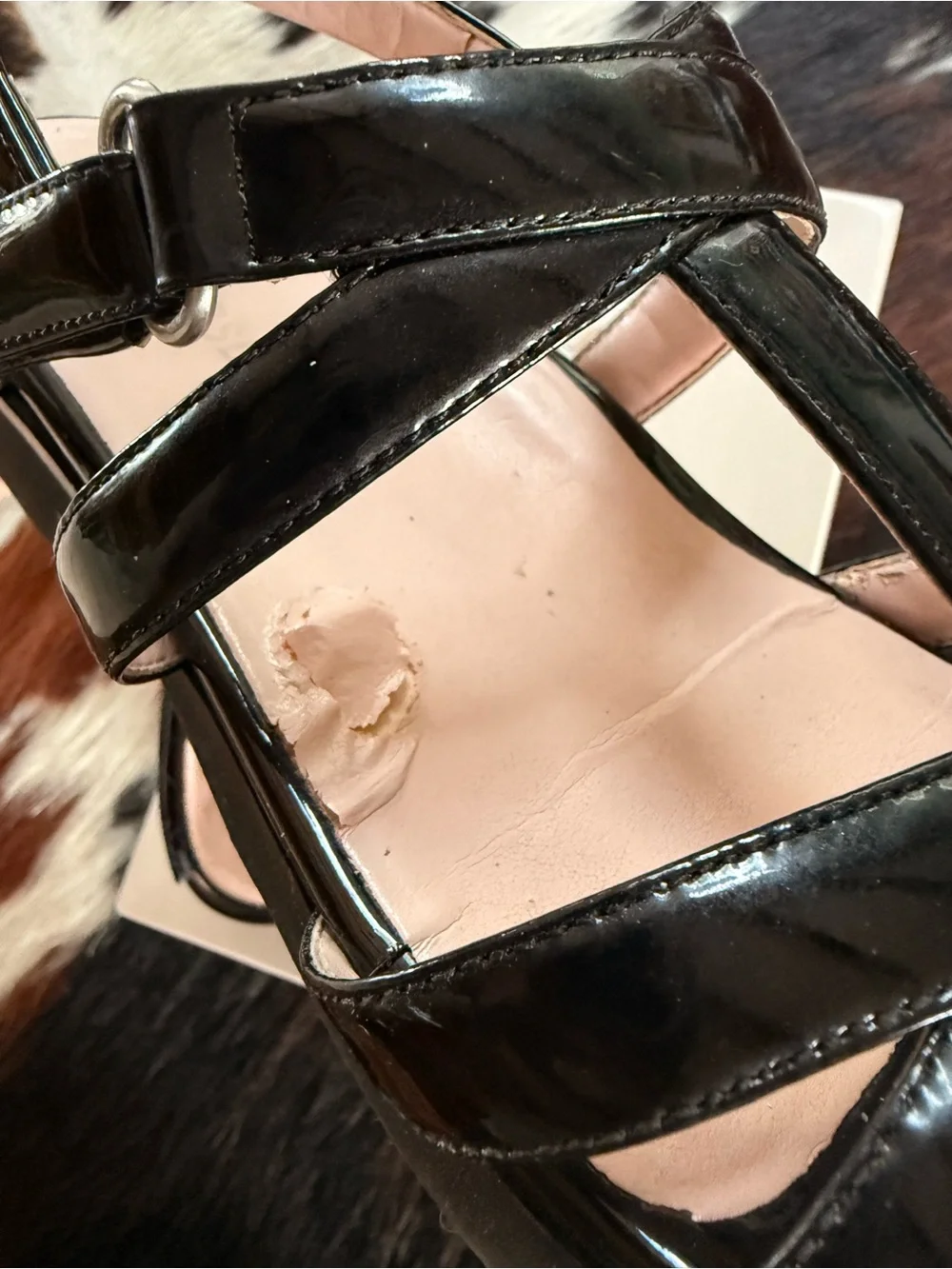 Taryn Rose Black Patent Leather Cross-Strap Slingback Sandals - Picture 4 of 7